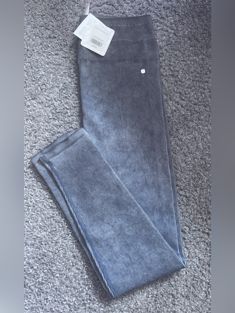 NWT-Fabletics-High Wasted Ribbed Seamless 7/8 Leggings-Medium- Slate Gray Color